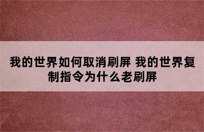 我的世界如何取消刷屏 我的世界复制指令为什么老刷屏